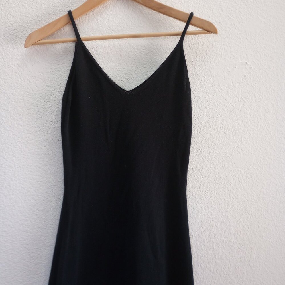 Sisley Black Spaghetti Strap Dress Made In Italy - Picture 2 of 7